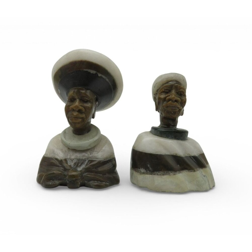 Small Stone Bust Set Colourful Hand Carved in South Africa